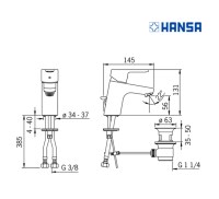 MEDIDAS MONOMANDO LAVABO PRIIMO HANSA